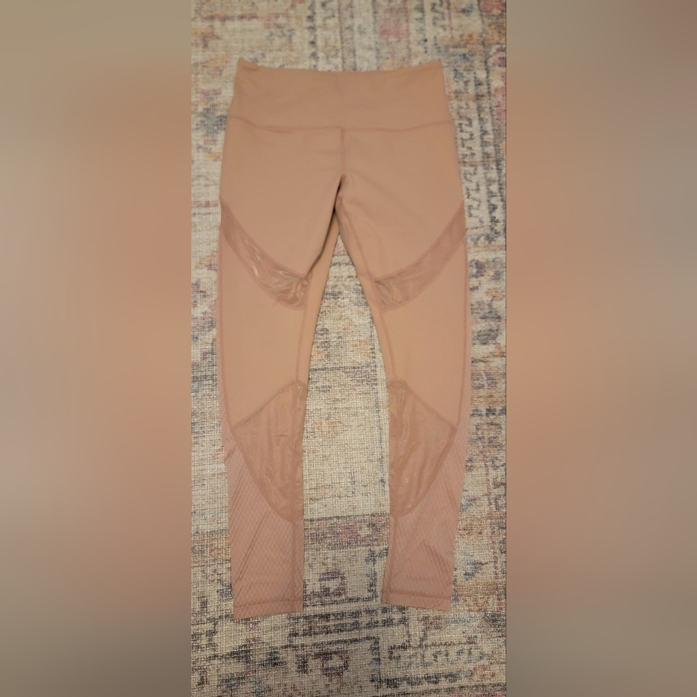 Zella Rose Pink Color High-Waisted Leggings With Mesh Detail Size L